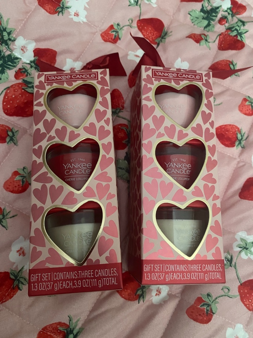 Set of 3/6 Yankee Candle Pink and Red Heart  Mini Tea Light Gift Set Trio